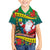 New Caledonia Christmas Family Matching Off Shoulder Short Dress and Hawaiian Shirt Santa Claus and Kanak Flag Mix Poinsettia Maori Pattern LT03 Son's Shirt Green - Polynesian Pride