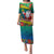 New Caledonia Christmas Family Matching Puletasi Dress and Hawaiian Shirt Santa Claus and Kanak Flag Mix Poinsettia Maori Pattern LT03 Mom's Dress Green - Polynesian Pride