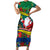 New Caledonia Christmas Family Matching Short Sleeve Bodycon Dress and Hawaiian Shirt Santa Claus and Kanak Flag Mix Poinsettia Maori Pattern LT03 Mom's Dress Green - Polynesian Pride