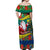 New Caledonia Christmas Off Shoulder Maxi Dress Santa Claus and Kanak Flag Mix Poinsettia Maori Pattern LT03 - Polynesian Pride