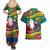 Personalised New Caledonia Christmas Couples Matching Summer Maxi Dress and Hawaiian Shirt Santa Claus and Kanak Flag Mix Poinsettia Maori Pattern LT03 - Polynesian Pride