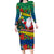 Personalised New Caledonia Christmas Family Matching Long Sleeve Bodycon Dress and Hawaiian Shirt Santa Claus and Kanak Flag Mix Poinsettia Maori Pattern LT03 Mom's Dress Green - Polynesian Pride