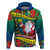 Personalised New Caledonia Christmas Hoodie Santa Claus and Kanak Flag Mix Poinsettia Maori Pattern LT03 Green - Polynesian Pride