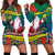 Personalised New Caledonia Christmas Hoodie Dress Santa Claus and Kanak Flag Mix Poinsettia Maori Pattern LT03 - Polynesian Pride