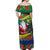 Personalised New Caledonia Christmas Off Shoulder Maxi Dress Santa Claus and Kanak Flag Mix Poinsettia Maori Pattern LT03 - Polynesian Pride