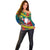 Personalised New Caledonia Christmas Off Shoulder Sweater Santa Claus and Kanak Flag Mix Poinsettia Maori Pattern LT03 - Polynesian Pride