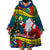 Personalised New Caledonia Christmas Wearable Blanket Hoodie Santa Claus and Kanak Flag Mix Poinsettia Maori Pattern LT03 - Polynesian Pride