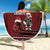 New Zealand Christmas Beach Blanket Meri Kirihimete Aotearoa Warrior on Waka with Maori Art Tattoo