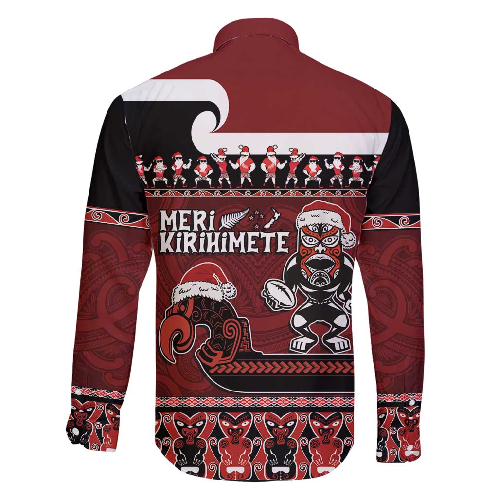 New Zealand Christmas Family Matching Short Sleeve Bodycon Dress and Hawaiian Shirt Meri Kirihimete Aotearoa Warrior on Waka with Maori Art Tattoo