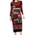 New Zealand Christmas Long Sleeve Bodycon Dress Meri Kirihimete Aotearoa Warrior on Waka with Maori Art Tattoo