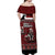 New Zealand Christmas Off Shoulder Maxi Dress Meri Kirihimete Aotearoa Warrior on Waka with Maori Art Tattoo