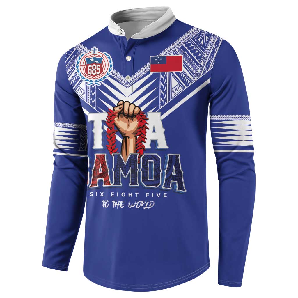 Toa Samoa Rugby Button Sweatshirt Six Eight Five to The World