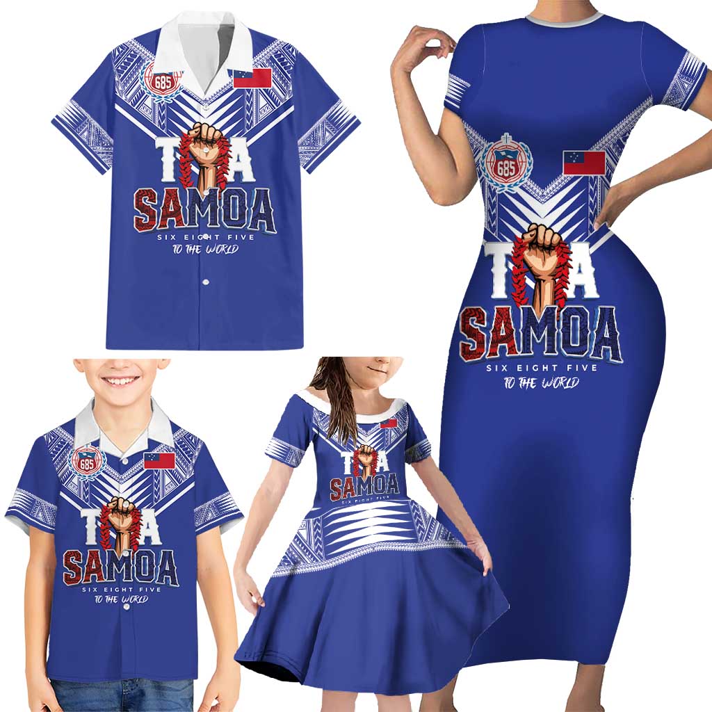 Toa Samoa Rugby Family Matching Short Sleeve Bodycon Dress and Hawaiian Shirt Six Eight Five to The World