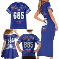 Toa Samoa Rugby Family Matching Short Sleeve Bodycon Dress and Hawaiian Shirt Six Eight Five to The World