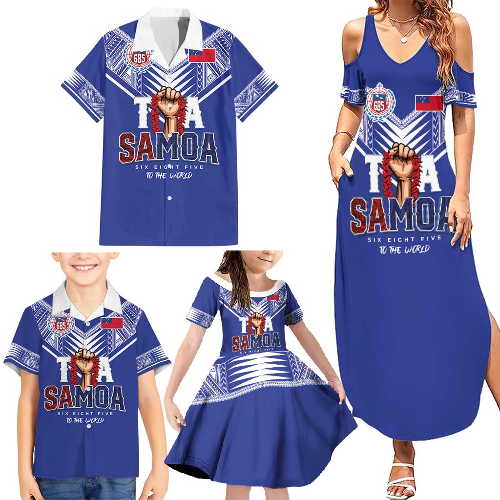 Toa Samoa Rugby Family Matching Summer Maxi Dress and Hawaiian Shirt Six Eight Five to The World