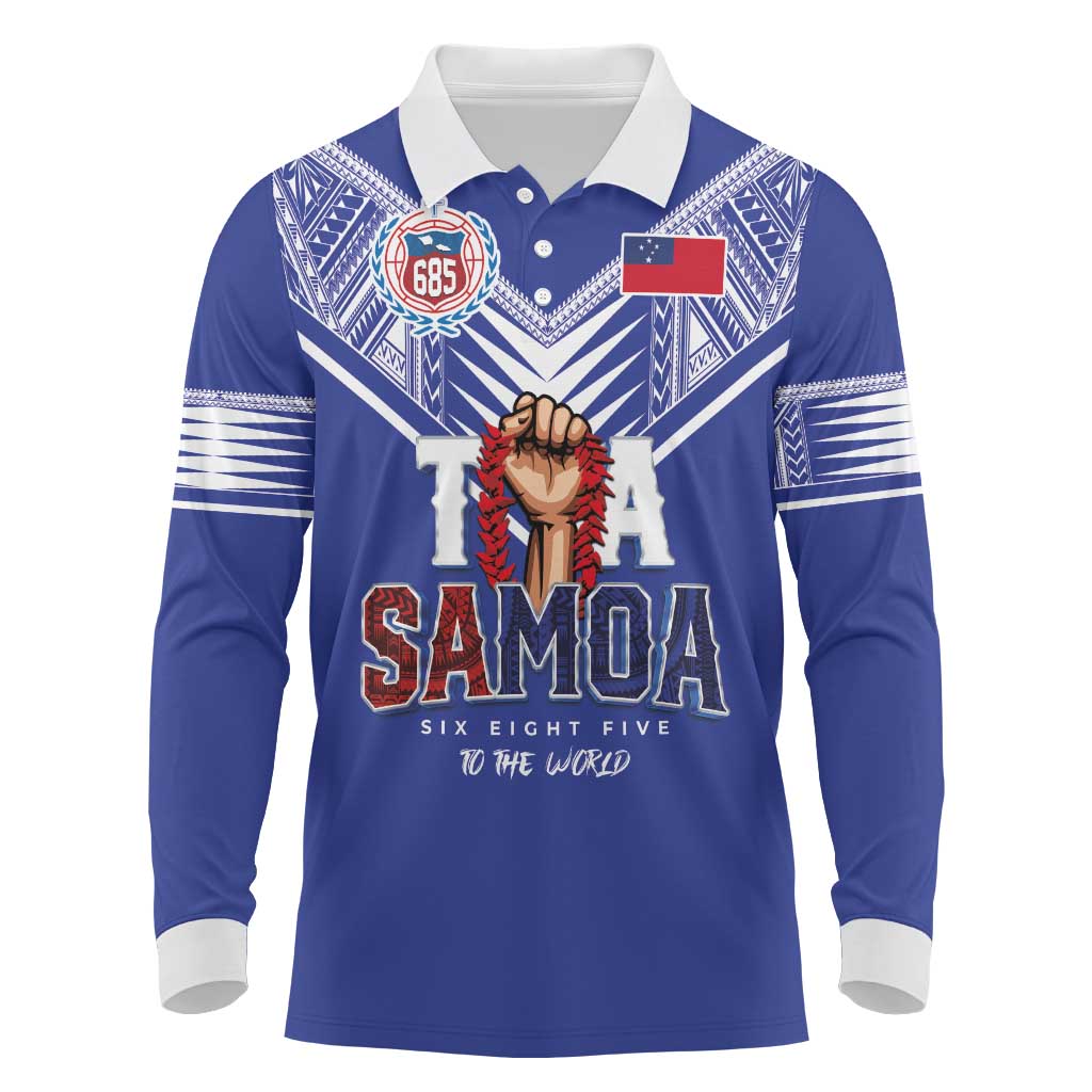 Toa Samoa Rugby Long Sleeve Polo Shirt Six Eight Five to The World