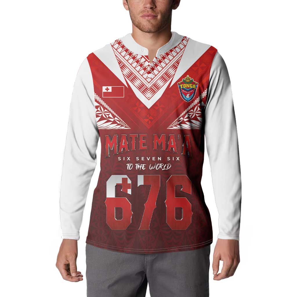 Mate Ma'a Tonga Rugby Button Sweatshirt Six Seven Six to The World LT03 - Polynesian Pride