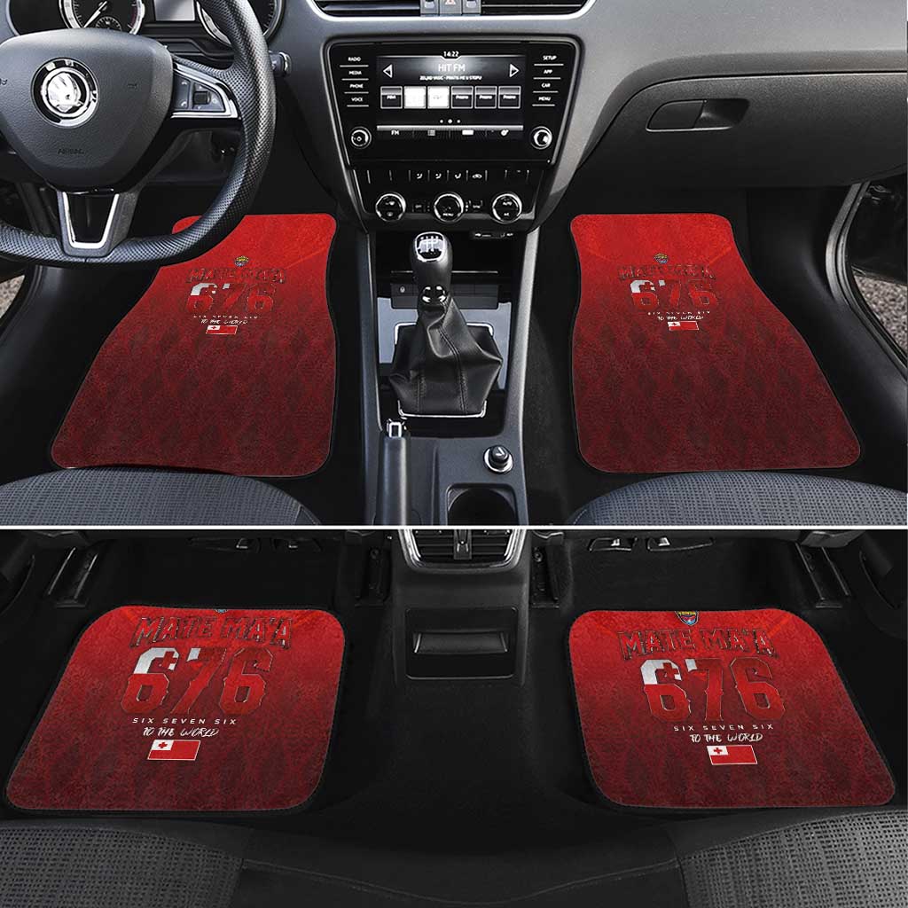 Mate Ma'a Tonga Rugby Car Mats Six Seven Six to The World LT03 Set 4pcs Red - Polynesian Pride