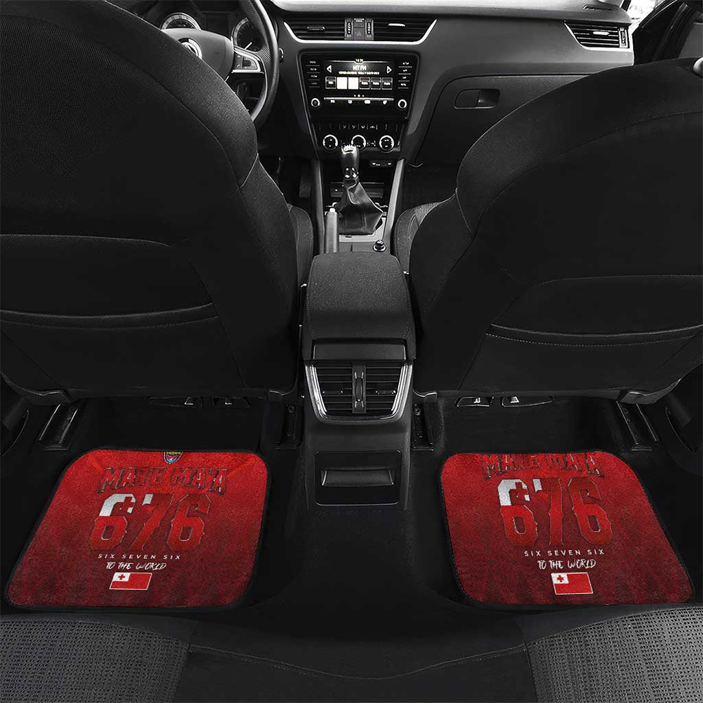 Mate Ma'a Tonga Rugby Car Mats Six Seven Six to The World LT03 Set 2pcs - Back Red - Polynesian Pride