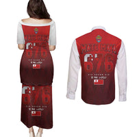 Mate Ma'a Tonga Rugby Couples Matching Puletasi and Long Sleeve Button Shirt Six Seven Six to The World LT03 - Polynesian Pride