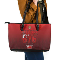 Mate Ma'a Tonga Rugby Leather Tote Bag Six Seven Six to The World LT03 - Polynesian Pride