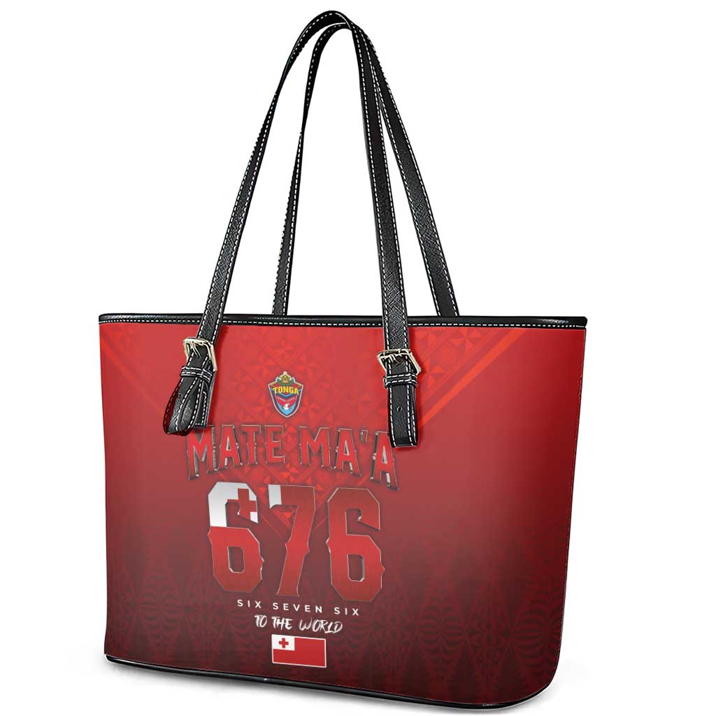 Mate Ma'a Tonga Rugby Leather Tote Bag Six Seven Six to The World LT03 - Polynesian Pride
