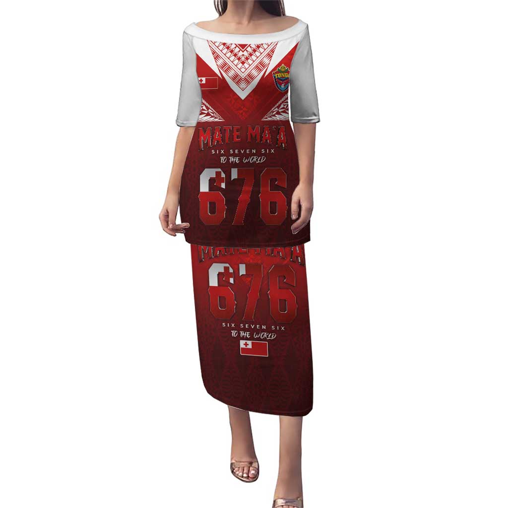 Mate Ma'a Tonga Rugby Puletasi Six Seven Six to The World LT03 Long Dress Red - Polynesian Pride