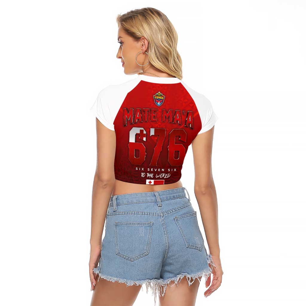 Mate Ma'a Tonga Rugby Raglan Cropped T Shirt Six Seven Six to The World LT03 - Polynesian Pride