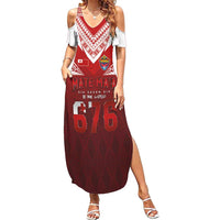 Mate Ma'a Tonga Rugby Summer Maxi Dress Six Seven Six to The World LT03 Women Red - Polynesian Pride