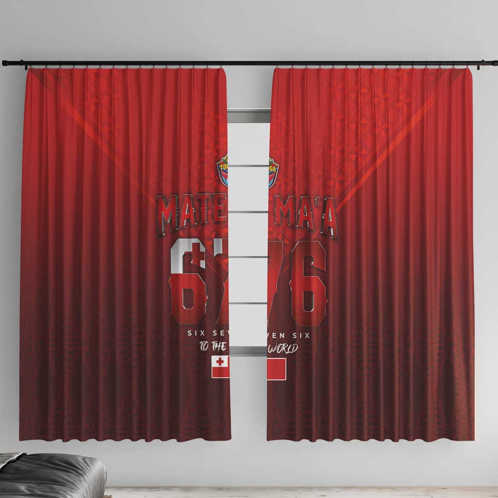 Mate Ma'a Tonga Rugby Window Curtain Six Seven Six to The World LT03 With Hooks Red - Polynesian Pride