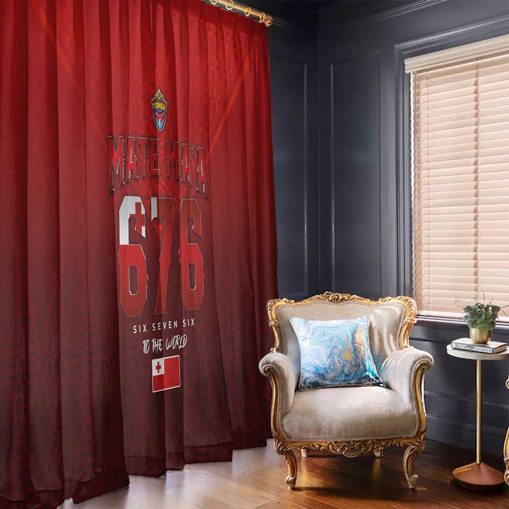 Mate Ma'a Tonga Rugby Window Curtain Six Seven Six to The World LT03 - Polynesian Pride