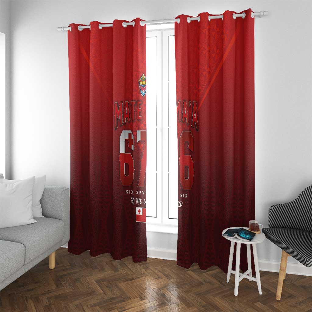 Mate Ma'a Tonga Rugby Window Curtain Six Seven Six to The World LT03 With Grommets Red - Polynesian Pride