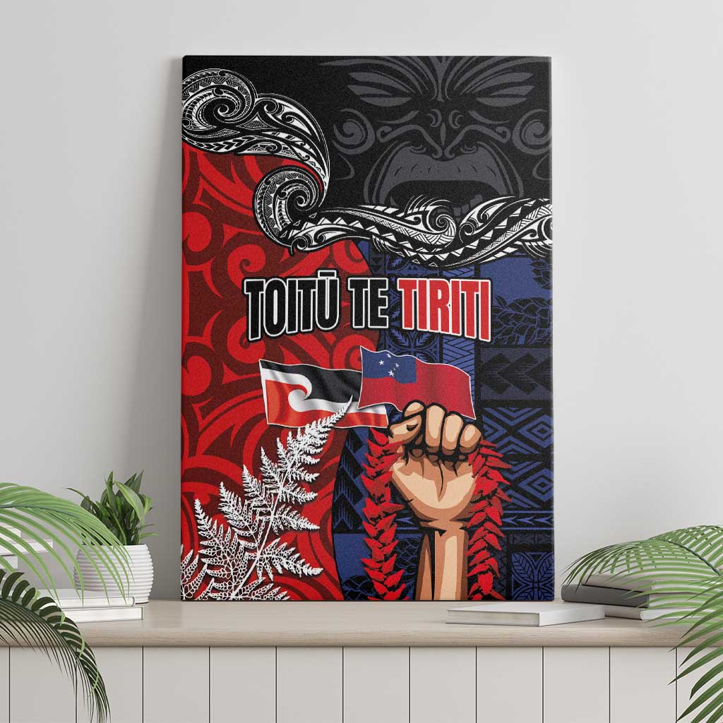 Aotearoa and Samoa Toitu Te Tiriti Canvas Wall Art Honour the Treaty - Te Tiriti Is Us