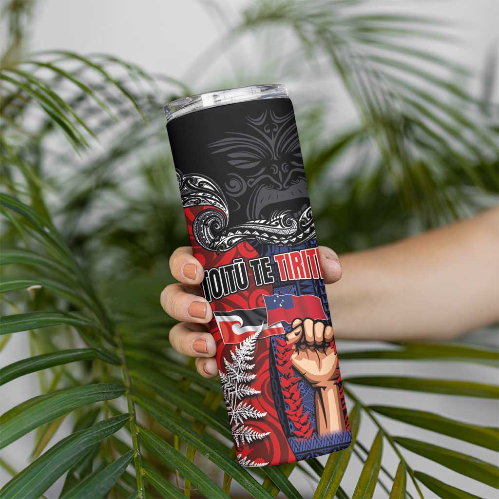 Aotearoa and Samoa Toitu Te Tiriti Skinny Tumbler Honour the Treaty - Te Tiriti Is Us