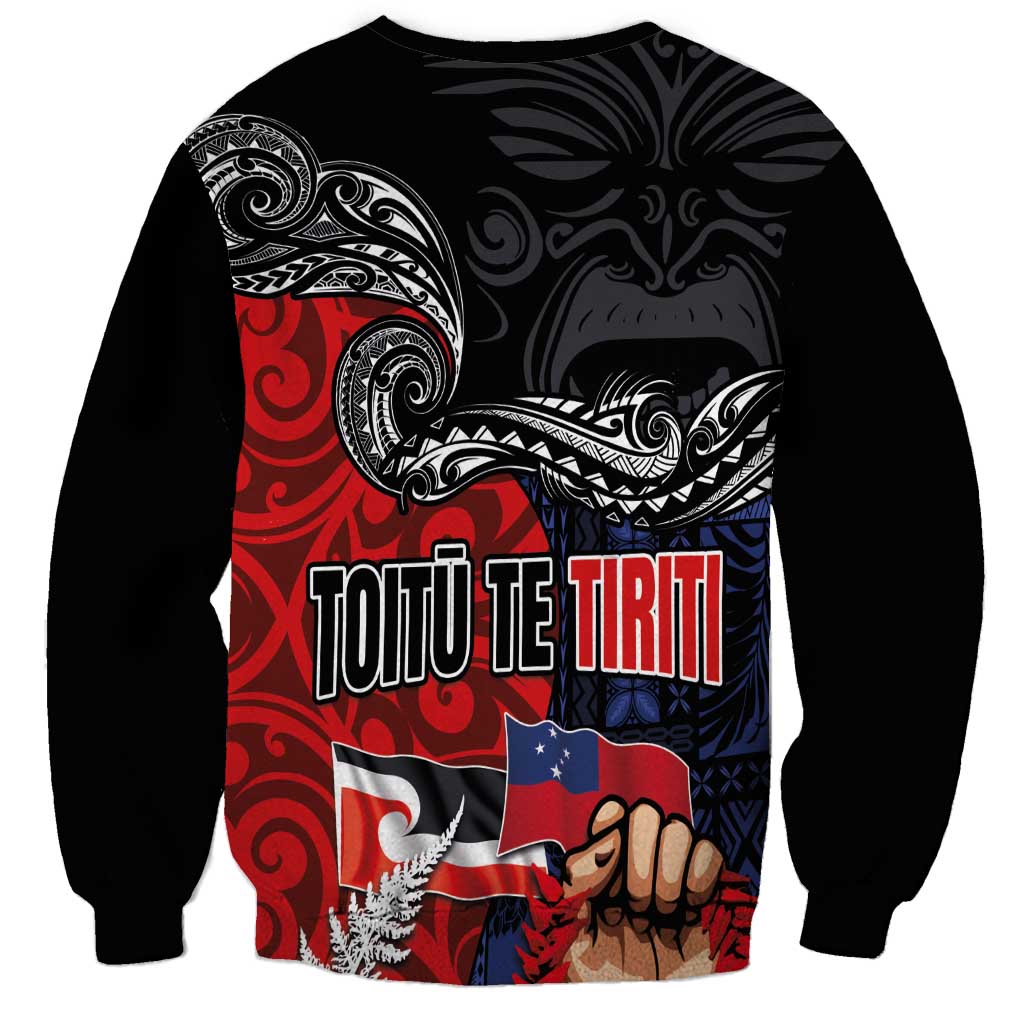 Aotearoa and Samoa Toitu Te Tiriti Sweatshirt Honour the Treaty - Te Tiriti Is Us