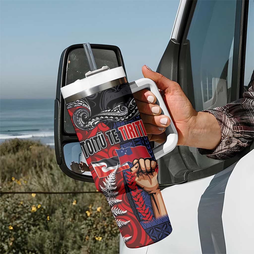 Aotearoa and Samoa Toitu Te Tiriti Tumbler With Handle Honour the Treaty - Te Tiriti Is Us
