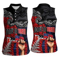 Aotearoa and Samoa Toitu Te Tiriti Women Sleeveless Polo Shirt Honour the Treaty - Te Tiriti Is Us