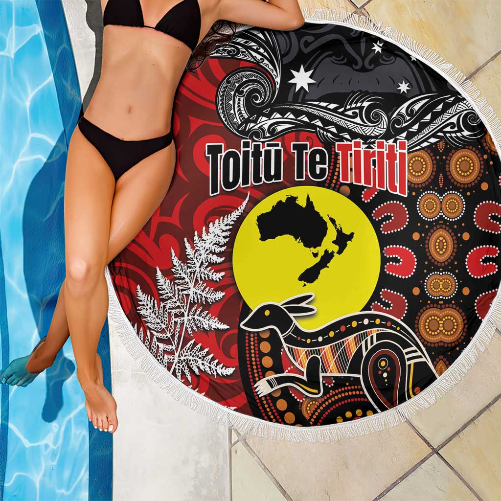 Aotearoa and Australia Toitu Te Tiriti Beach Blanket Honour the Treaty - Te Tiriti Is Us LT03 - Polynesian Pride