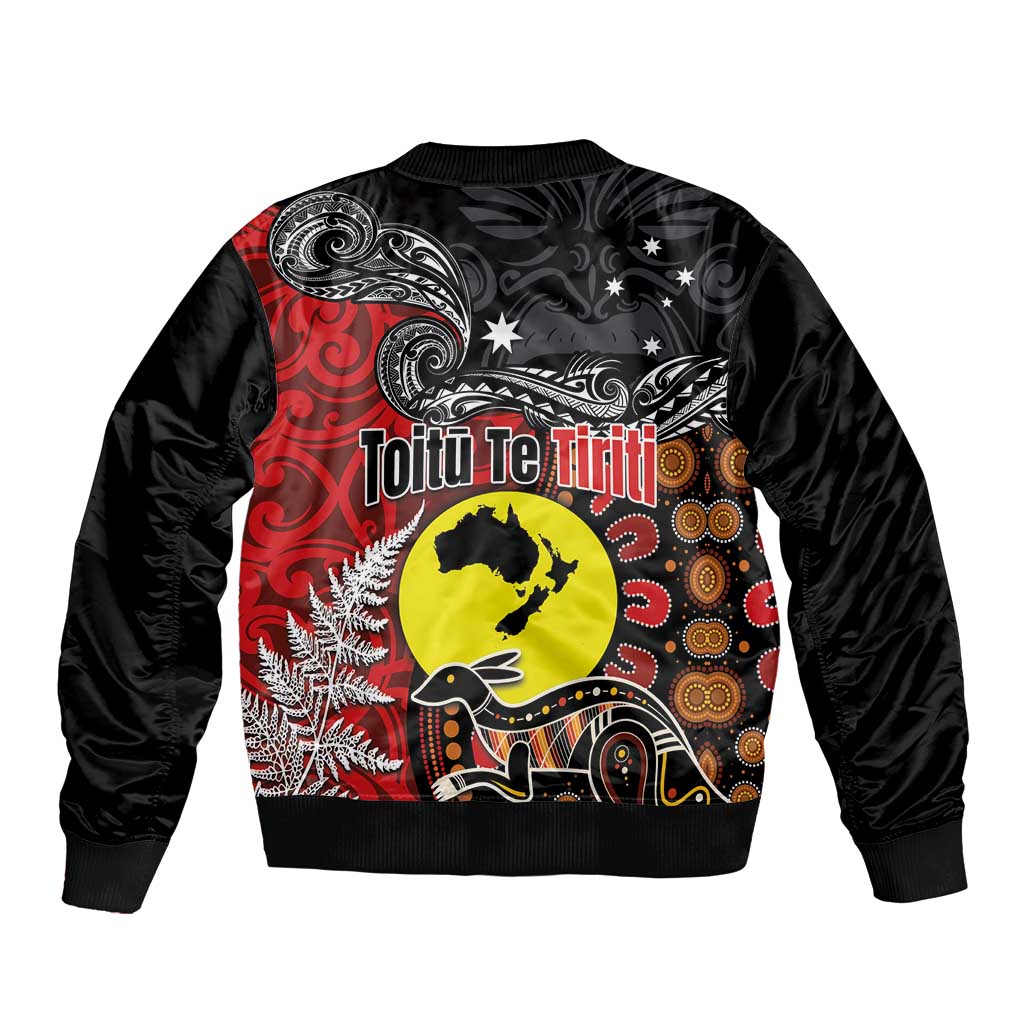 Aotearoa and Australia Toitu Te Tiriti Bomber Jacket Honour the Treaty - Te Tiriti Is Us