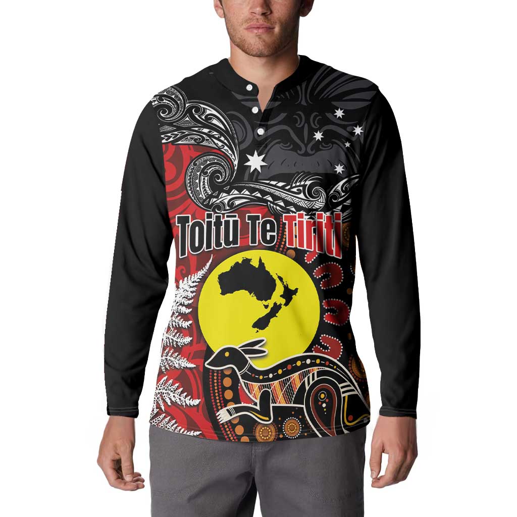 Aotearoa and Australia Toitu Te Tiriti Button Sweatshirt Honour the Treaty - Te Tiriti Is Us LT03 - Polynesian Pride