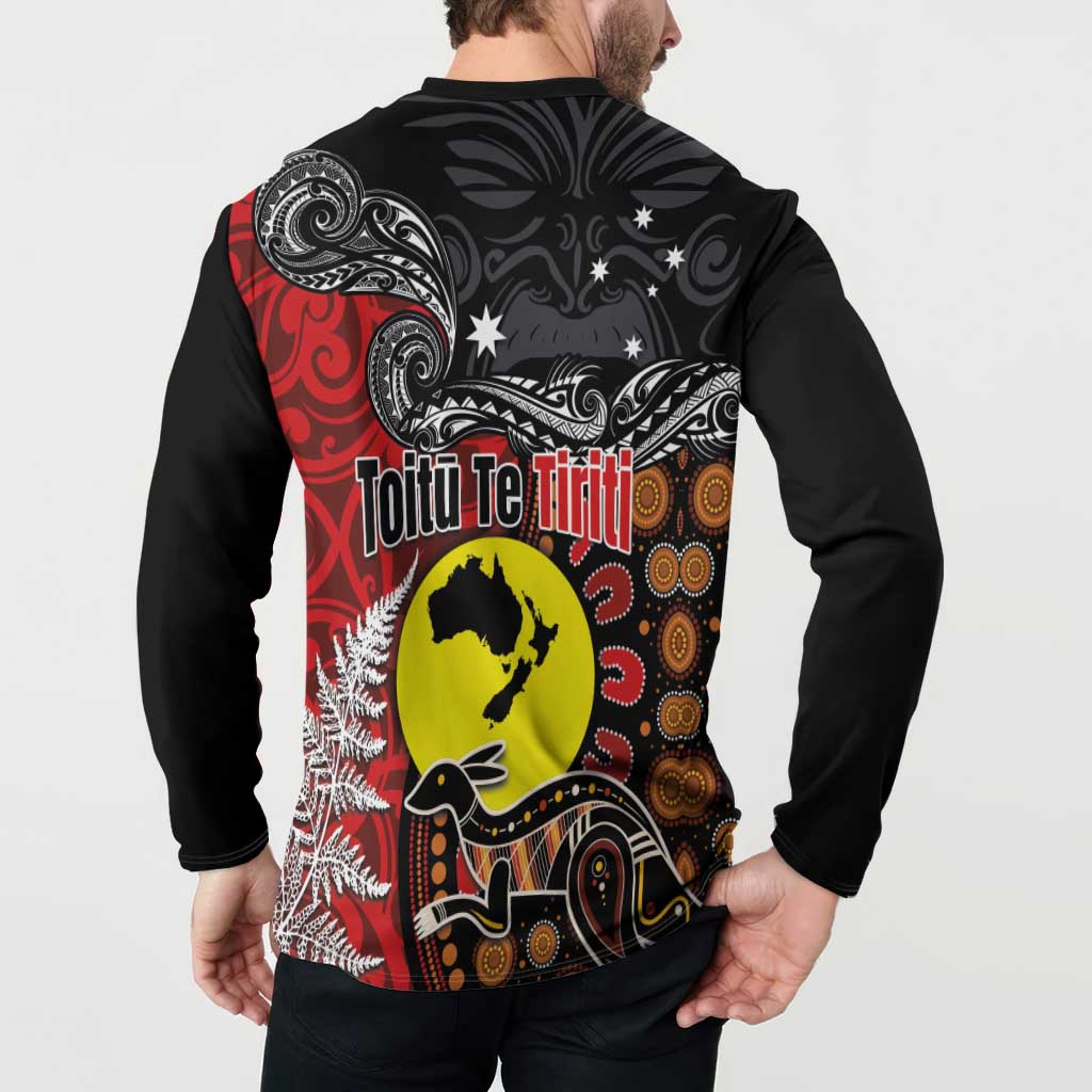 Aotearoa and Australia Toitu Te Tiriti Button Sweatshirt Honour the Treaty - Te Tiriti Is Us LT03 - Polynesian Pride
