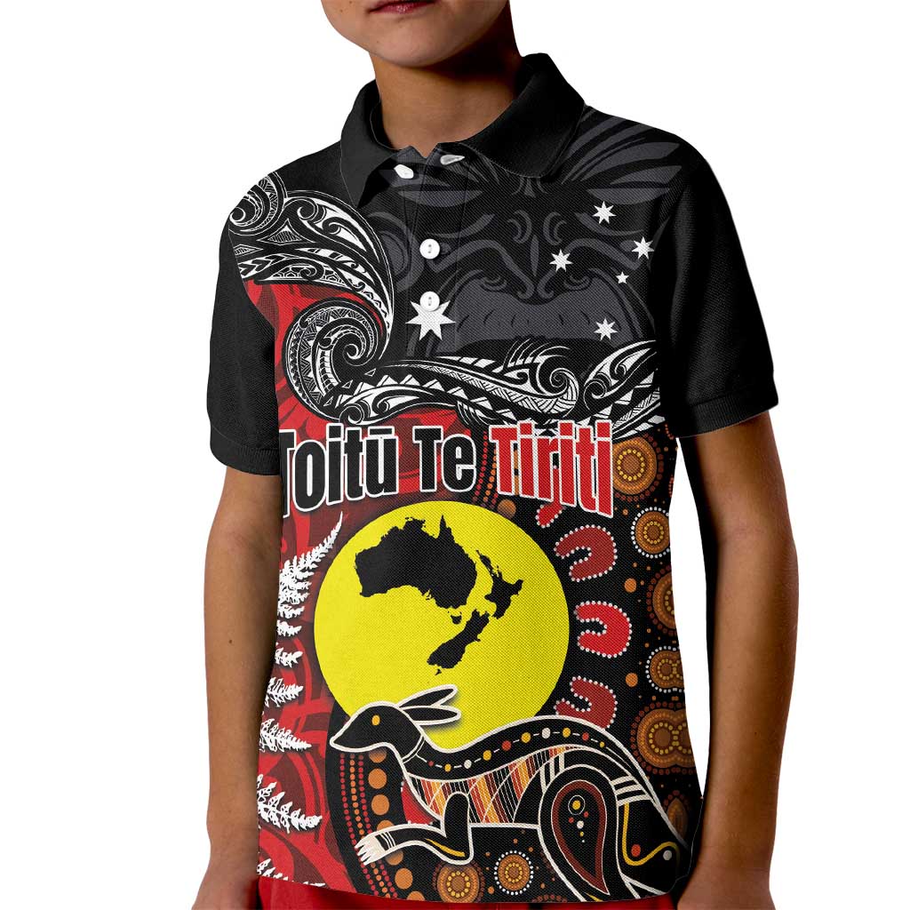Aotearoa and Australia Toitu Te Tiriti Kid Polo Shirt Honour the Treaty - Te Tiriti Is Us