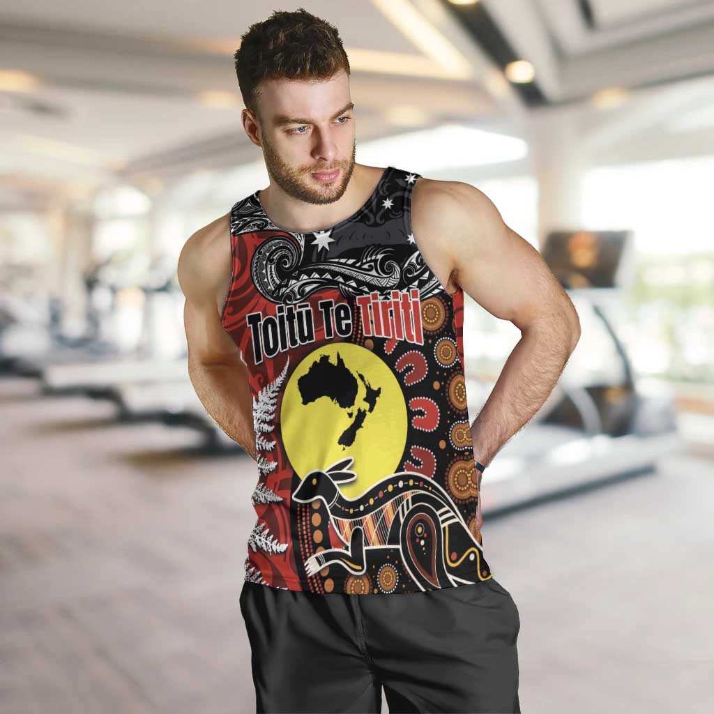 Aotearoa and Australia Toitu Te Tiriti Men Tank Top Honour the Treaty - Te Tiriti Is Us LT03 Black - Polynesian Pride