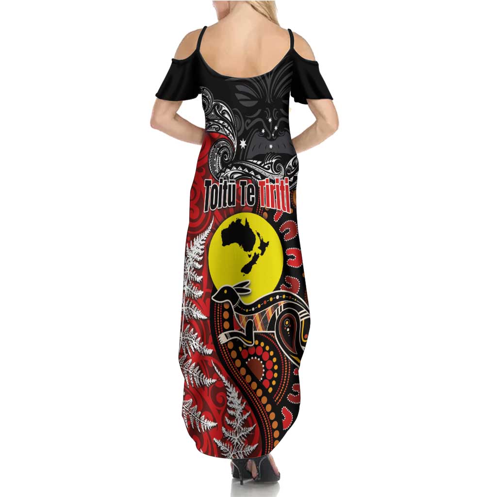Aotearoa and Australia Toitu Te Tiriti Summer Maxi Dress Honour the Treaty - Te Tiriti Is Us LT03 - Polynesian Pride