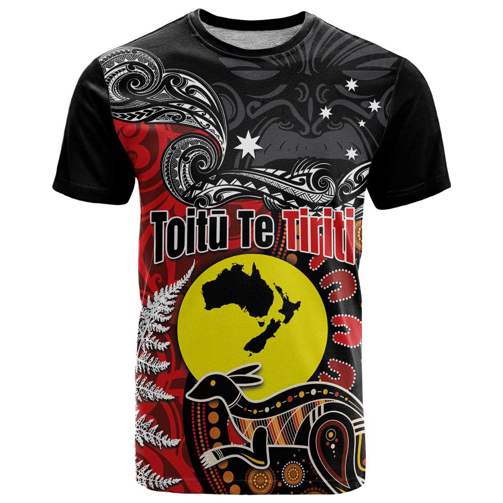 Aotearoa and Australia Toitu Te Tiriti T Shirt Honour the Treaty - Te Tiriti Is Us LT03 Black - Polynesian Pride
