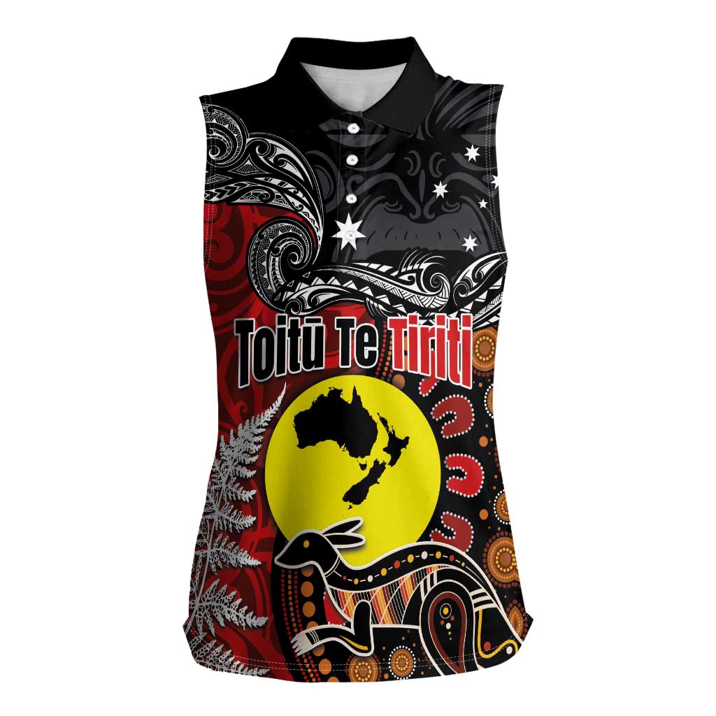 Aotearoa and Australia Toitu Te Tiriti Women Sleeveless Polo Shirt Honour the Treaty - Te Tiriti Is Us