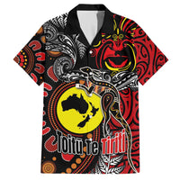 Aotearoa and Australia Toitu Te Tiriti Family Matching Off The Shoulder Long Sleeve Dress and Hawaiian Shirt Honour the Treaty - Stand Together Stand Stronger