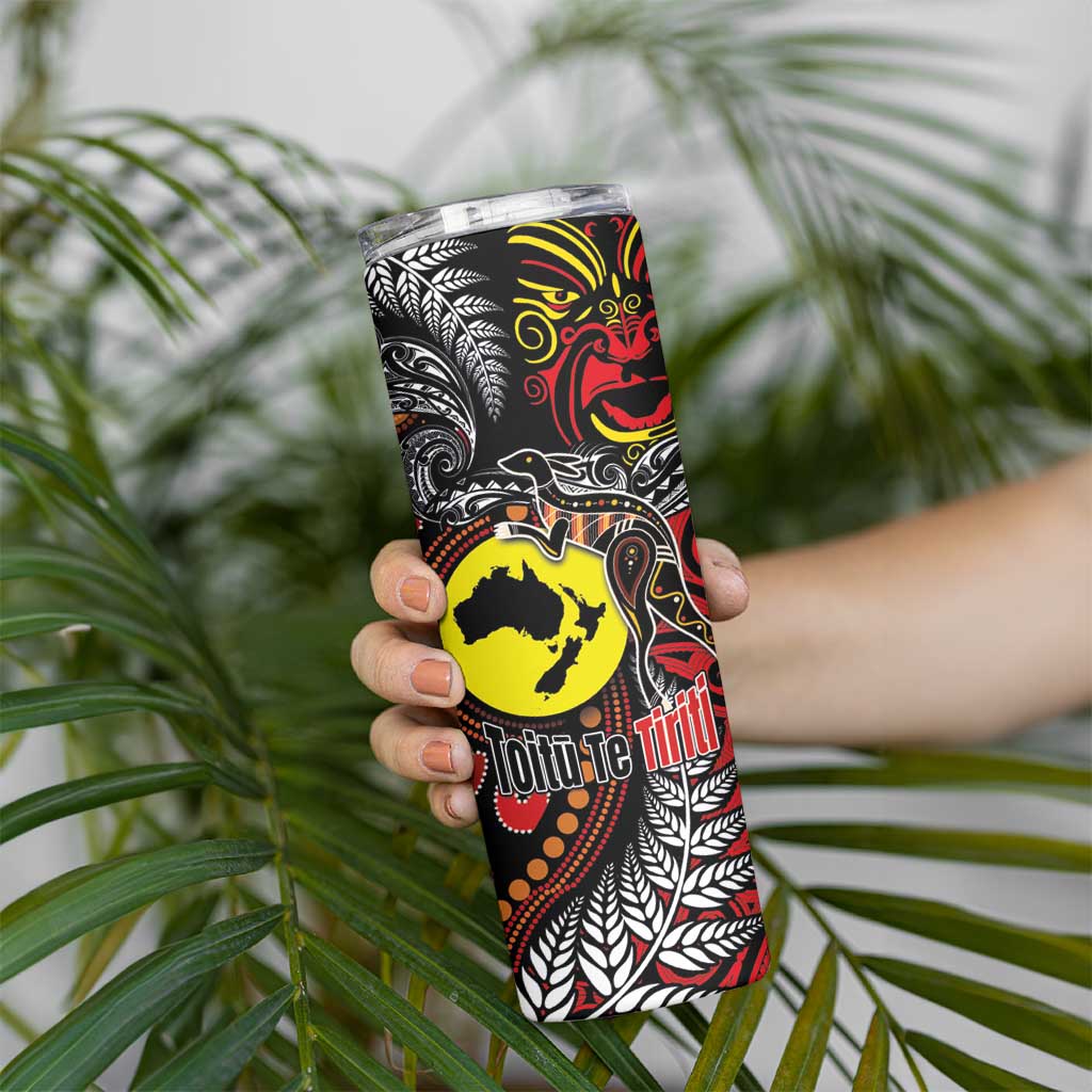 Aotearoa and Australia Toitu Te Tiriti Skinny Tumbler Honour the Treaty - Stand Together Stand Stronger