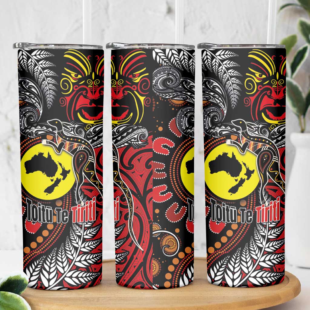 Aotearoa and Australia Toitu Te Tiriti Skinny Tumbler Honour the Treaty - Stand Together Stand Stronger
