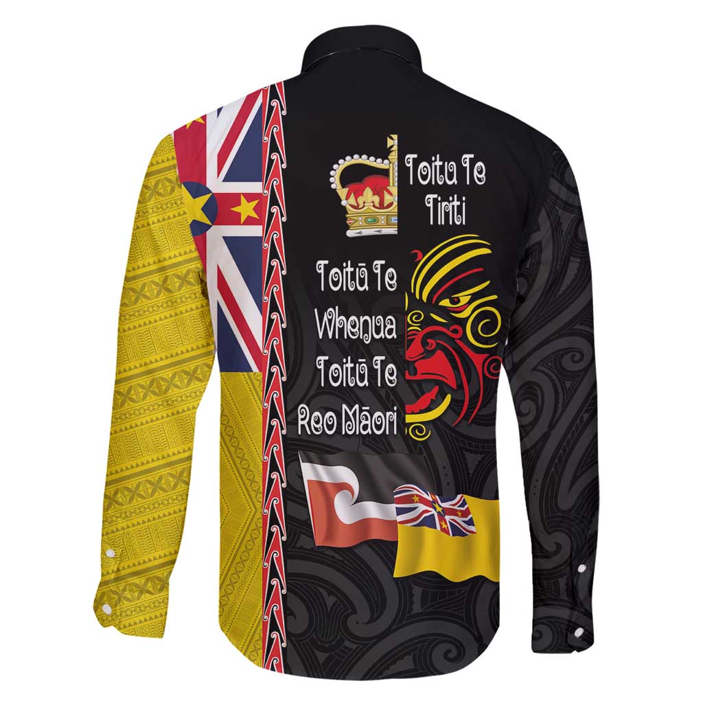 Aotearoa and Niue Toitu Te Tiriti Family Matching Long Sleeve Bodycon Dress and Hawaiian Shirt Honour the Treaty - Fight Together Stand Together